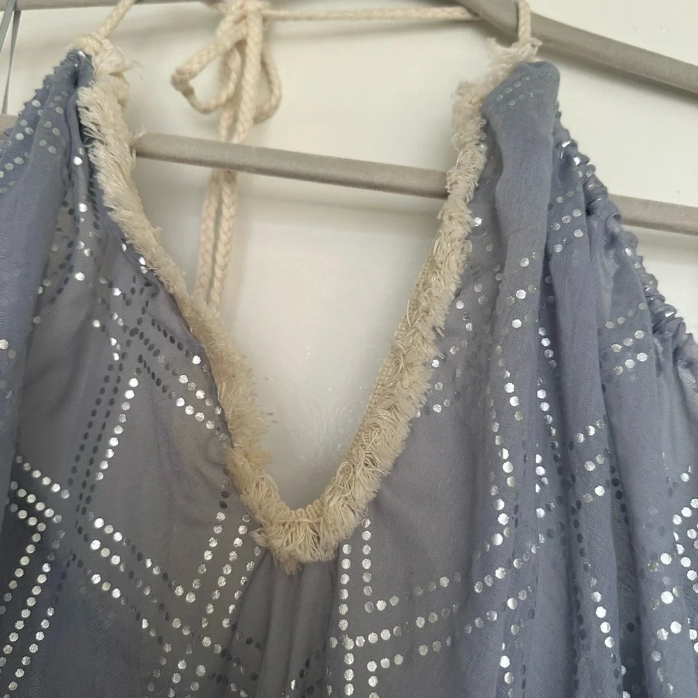 NWOT Surf Gypsy Light Gray Halter Coverup Dress with Tassel Ties - Size M